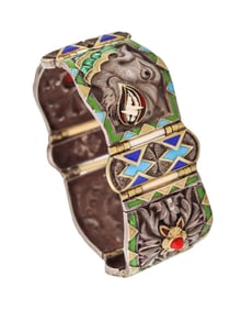 Rare Fuset & Grau Gold & Sterling Enamel Bracelet