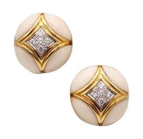 Van Cleef & Arpels 18Kt Coral & Diamond Ladies Earrings