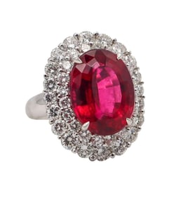 Sabbadini Milano Platinum Rubelite & Diamond Cocktail Ring