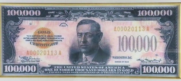 United States $100,000 Gold Certificate Print