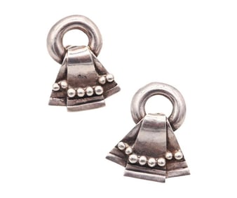 Vintage William Spratling Taxco Deco, Retro Sterling Silver Earrings