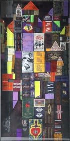 Framed Clothing Tag and Textile Mosaic