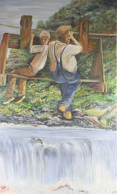 Unsigned Large Oil Painting on Canvas