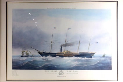 Joseph Walter "The Great Western in the Bristol Channel" Lithograph Print