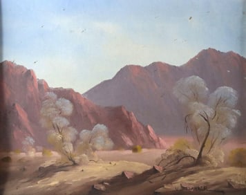 Signed V. Danner (20th C.) Landscape Oil Painting on Panel