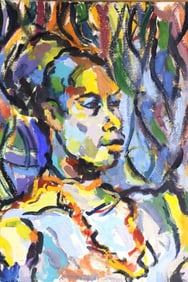 Geoffrey De Groen "Negress" Oil Painting on Panel