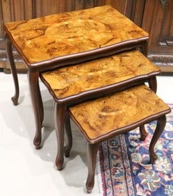 Italian Inlaid Style Wooden Nesting Tables