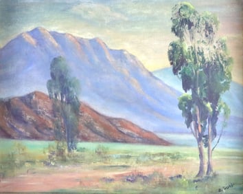 Signed Oil Painting of Canyon Scene on Panel