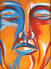 Signed Todd Abstract Portrait of Resting Man