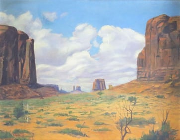 Signed EJ Ballentine Southwestern Oil Painting on Panel