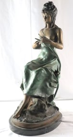 After August Moreau "Sitting Pretty" Bronze Sculpture