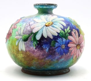 Camille Faure` Enamel Ball 'Daisy' Vase