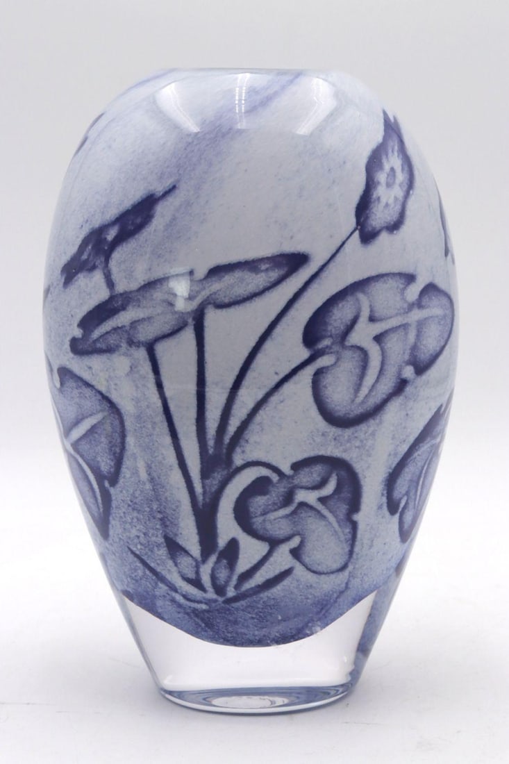 Olle Brozen for Kosta Boda Art Glass Vase: Olle Brozén (Swedish, b. 1971) for Kosta Boda Art Glass Vase A contemporary art glass vase by Olle Brozén for Kosta Boda, featuring his signature layered and painterly approach to glass desi