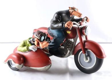 Markus Pierson "Goofy and the Wolf on Motorcycle" Sculpture