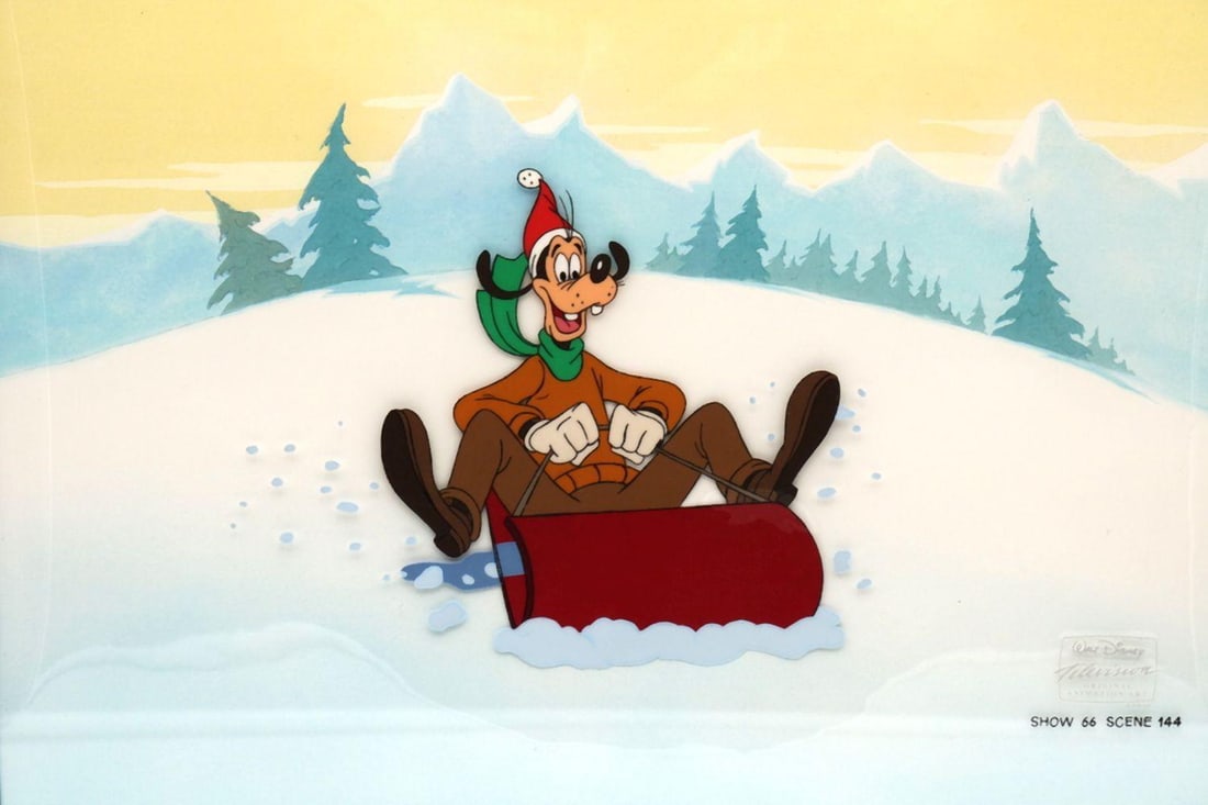 Walt Disney "Have Yourself a Goofy Little Christmas" Animation Cel: WALT DISNEY TELEVISION ANIMATION Have Yourself a Goofy Little Christmas Original Production Animation Cel Walt Disney Television Animation, 1992 Hand-painted production animation cel on acetate fr