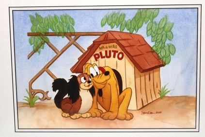 Mr. & Mrs. Pluto Signed Watercolor Painting