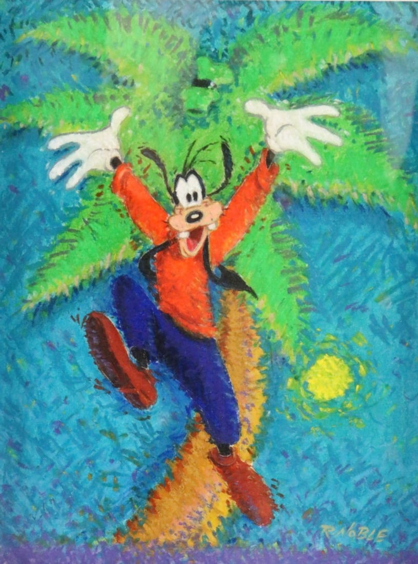 Randy Noble "Goofy From the Heat" Pastel on Paper: RANDY NOBLE Goofy From the Heat Pastel on Paper Late 20th / Early 21st century Pastel on paper depicting a stylized portrait of Goofy. Signed “Randy Noble” in the lower right corner. A