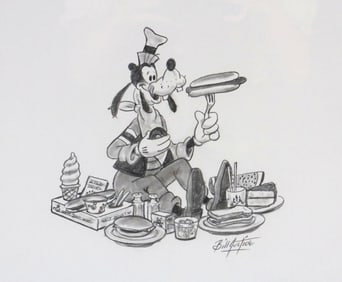 Bill Justice Hand-Drawn Goofy Etching on Paper