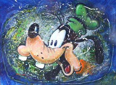 Darren Wilson "Goofy" Mixed-Media Painting on Paper
