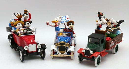 3 Pc. Ertl Co. "Yankee Doodle Donald Duck" Die-Cast Toy Car Set