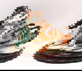 Giuseppe Armani "Jasmine & Rajah" Aladdin Ceramic Figurine: Giuseppe Armani, Jasmine & Rajah, from Aladdin, for Disney by Florence Ceramic Figurine, with Certificate of Authenticity and Original Box Approx. 12 x 14 ½ x 11 in. (overall); figurine 10 x