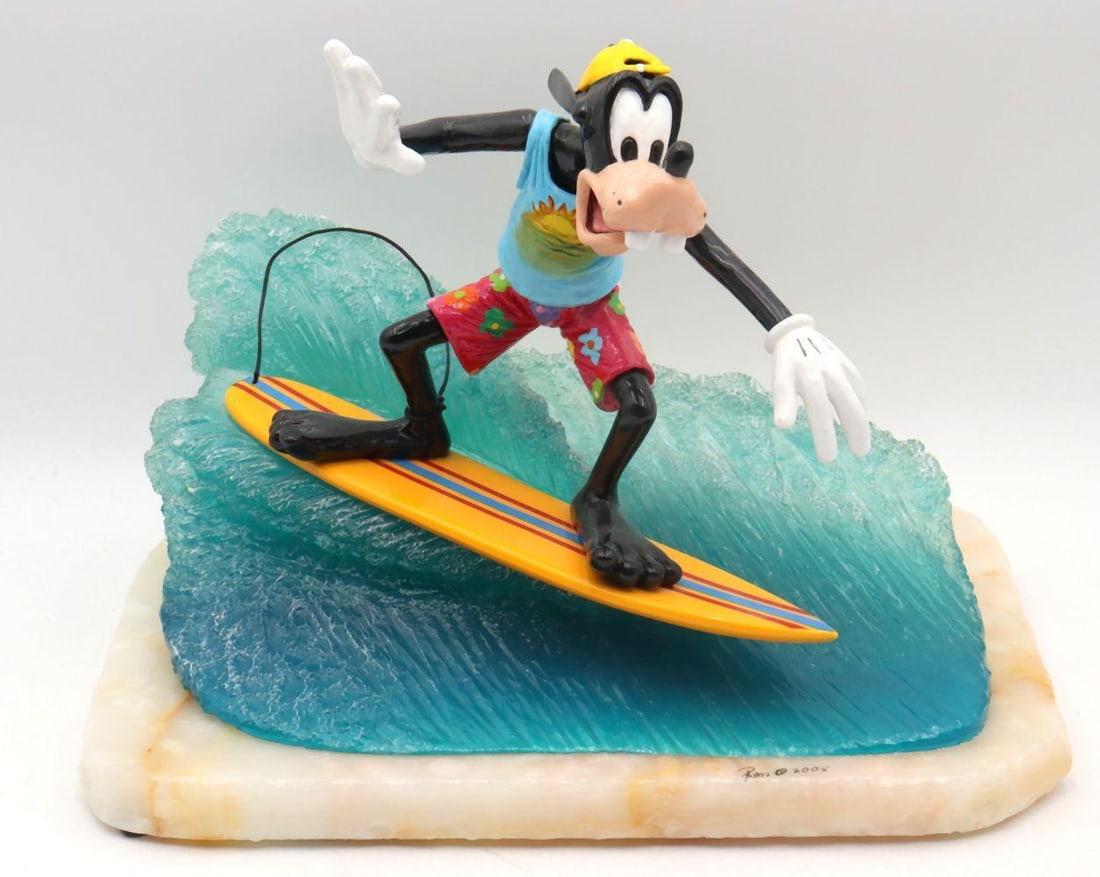 Ron Lee "Surf's Up" Hand-Painted Resin Sculpture: Ron Lee “Surf’s Up” Hand-Painted Resin Sculpture (2005) Vibrant hand-painted resin sculpture by acclaimed American artist Ron Lee, titled “Surf’s Up.R