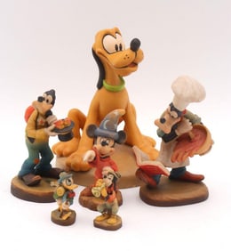 Lot of 5 Anri Wood Carved "Disney Favorites" Characters