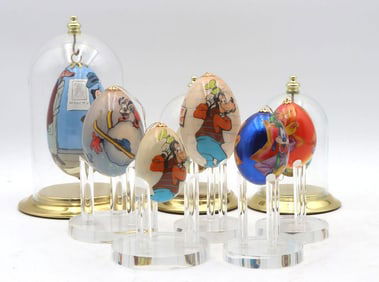Set of 8 Disney Painted Christmas Egg Ornament Displays