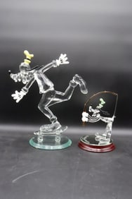 Pair of Walt Disney Crystal Goofy Souvenirs