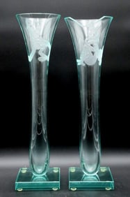 Pair of Robert Guenther Art Glass "Pluto" & Goofy" Vases