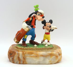Ron Lee "Mickey & Goofy Golfing" Disney Mixed Media Sculpture
