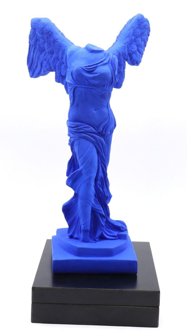 After Yves Klein "Victory of Samothrace" Sculpture: After Yves Klein Rabos (20th/21st Century) Victory of Samothrace in International Klein Blue Pigment and resin on base, signed “Rabos” to lower edge of figure. Height (