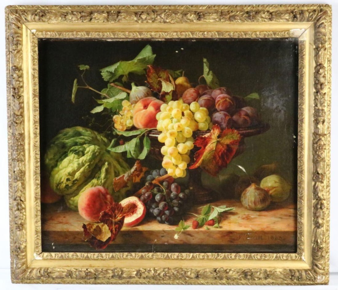 Simon Saint-Jean (French, 1808-1860) Still Life Oil Painting on Canvas (1 of 6)