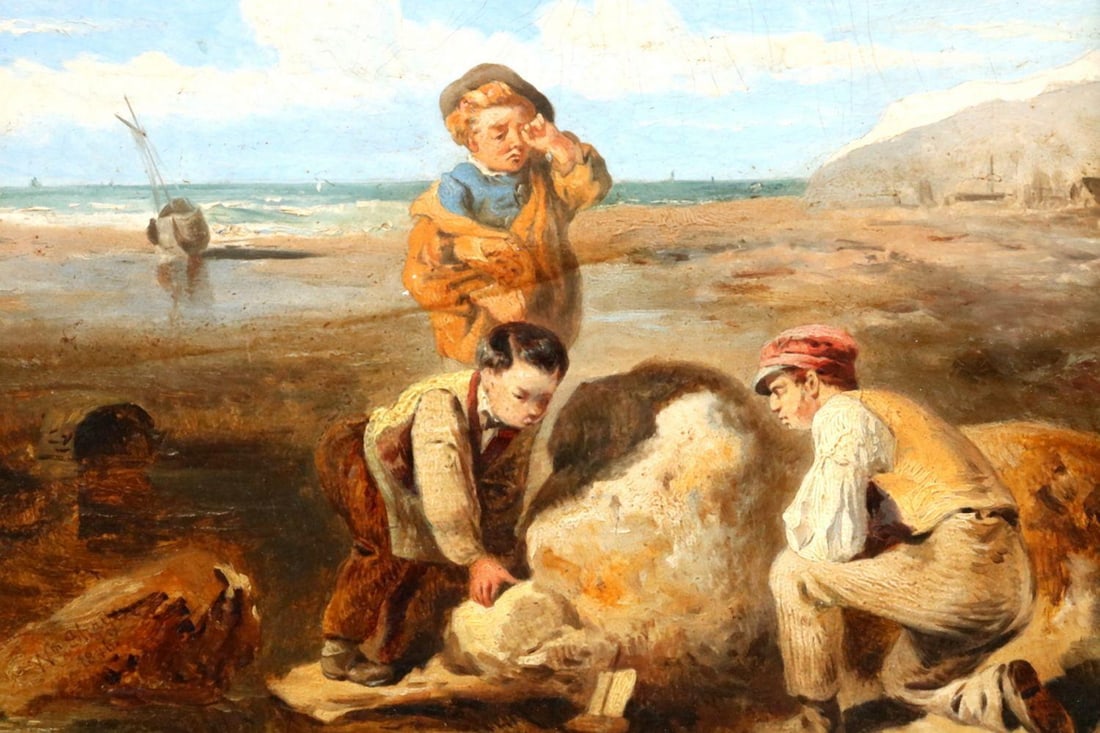 William Shayer Sr. "The Toy Boat" Oil Painting on Board (1 of 5)