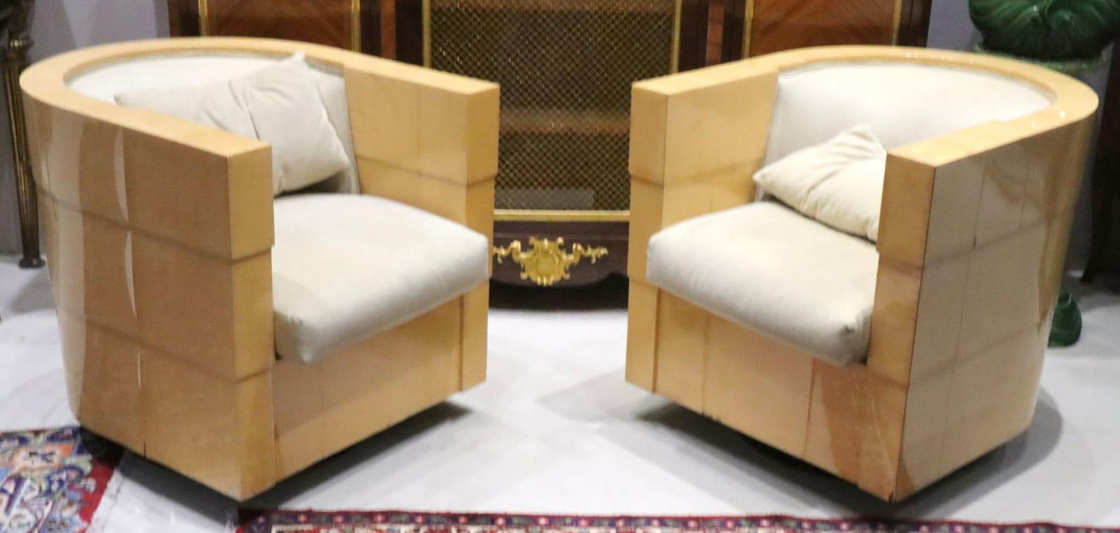 Attr. Leo and James Rosen for Pace Swivel Club Chairs: Attributed to Leo and James Rosen for Pace Collection (American, active 1960s–1980s) Pair of Swivel Club Chairs A sophisticated pair of swivel club chairs attributed to Leo and James Rosen for the P