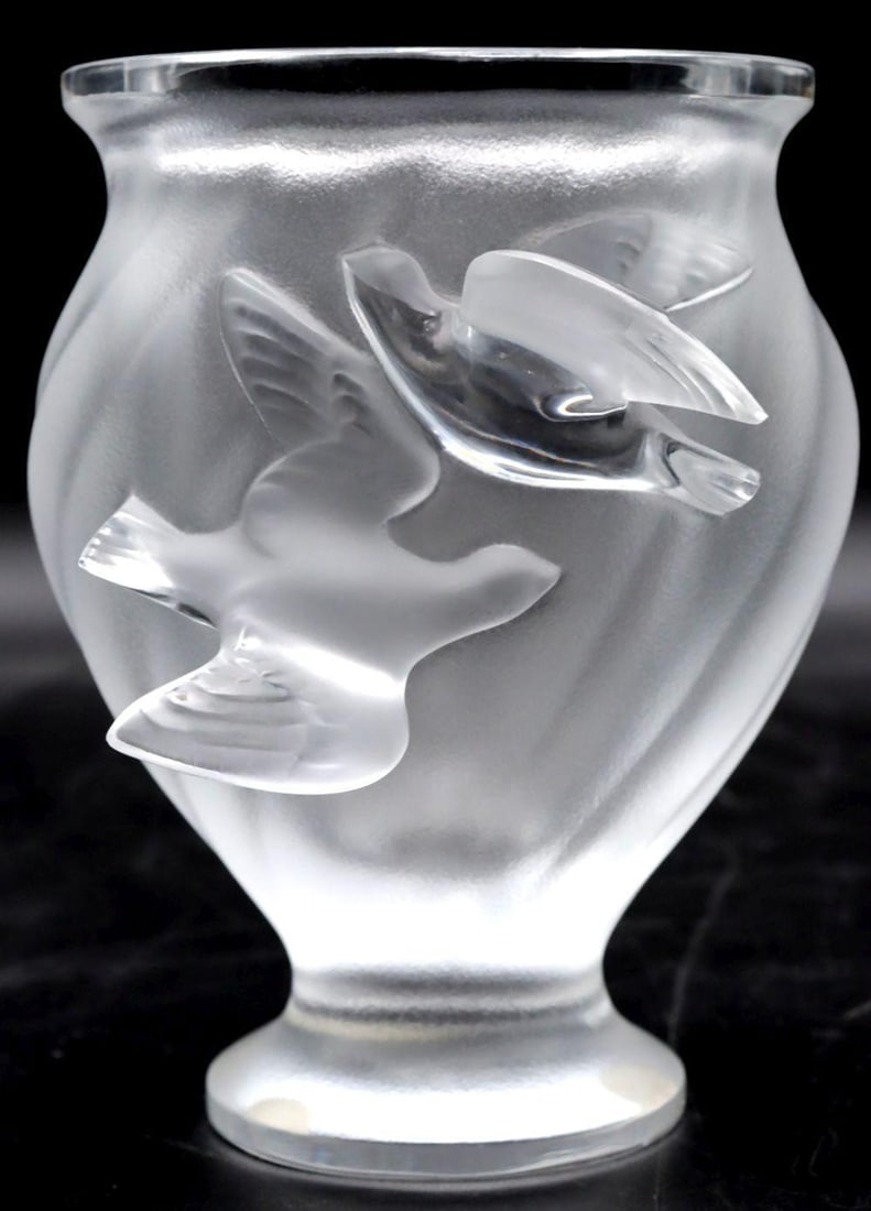 Lalique "Rosine" Footed Crystal Vase (1 of 7)