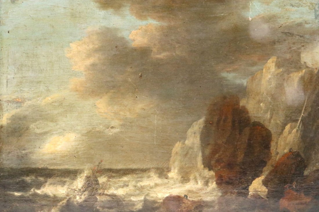 Attr. Salomon Van Ruysdael "Coastal Landscape" Oil on Oak Panel (1 of 4)