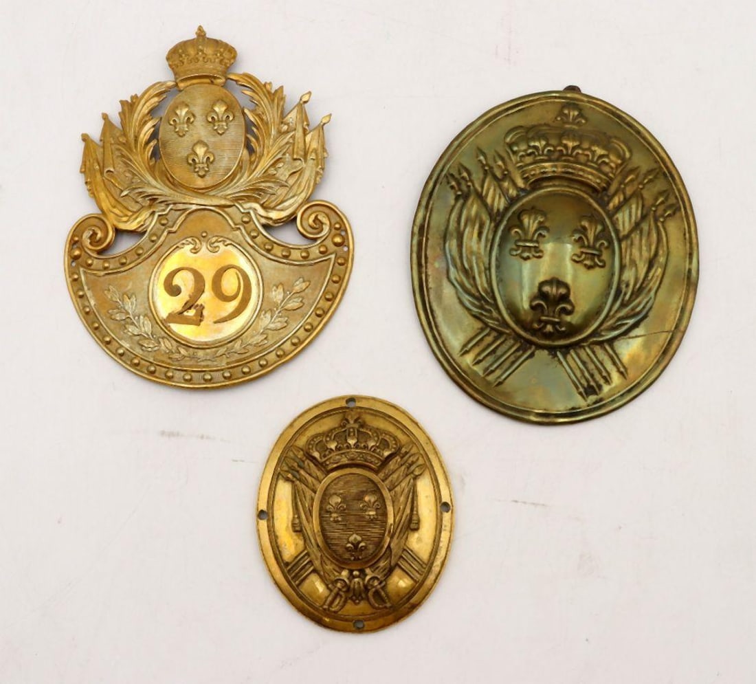 Antique Three French Royal Gilt-Brass Armorial Plates (1 of 4)