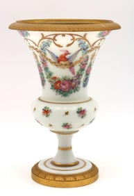 Antique French Hand Painted Porcelain & Bronze Mounted Vase