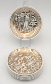 Set of 6 Piero Fornasetti "Mitologia" Porcelain Cocktail Coasters