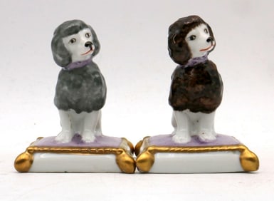 19th C. Orlik Hand-Painted Porcelain Dog Figurines 