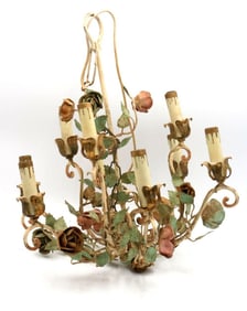 Early 20th C. Small Tole Chandalier 