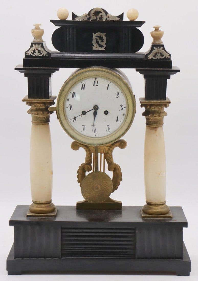 Early 19th C. Gilt Bronze & Mother of Pearl Wooden Mantel Clock (1 of 7)