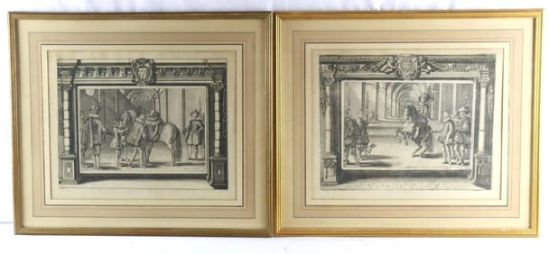 Suite of Four 17th C. Crispin de Passe the Elder Equestrian Engravings