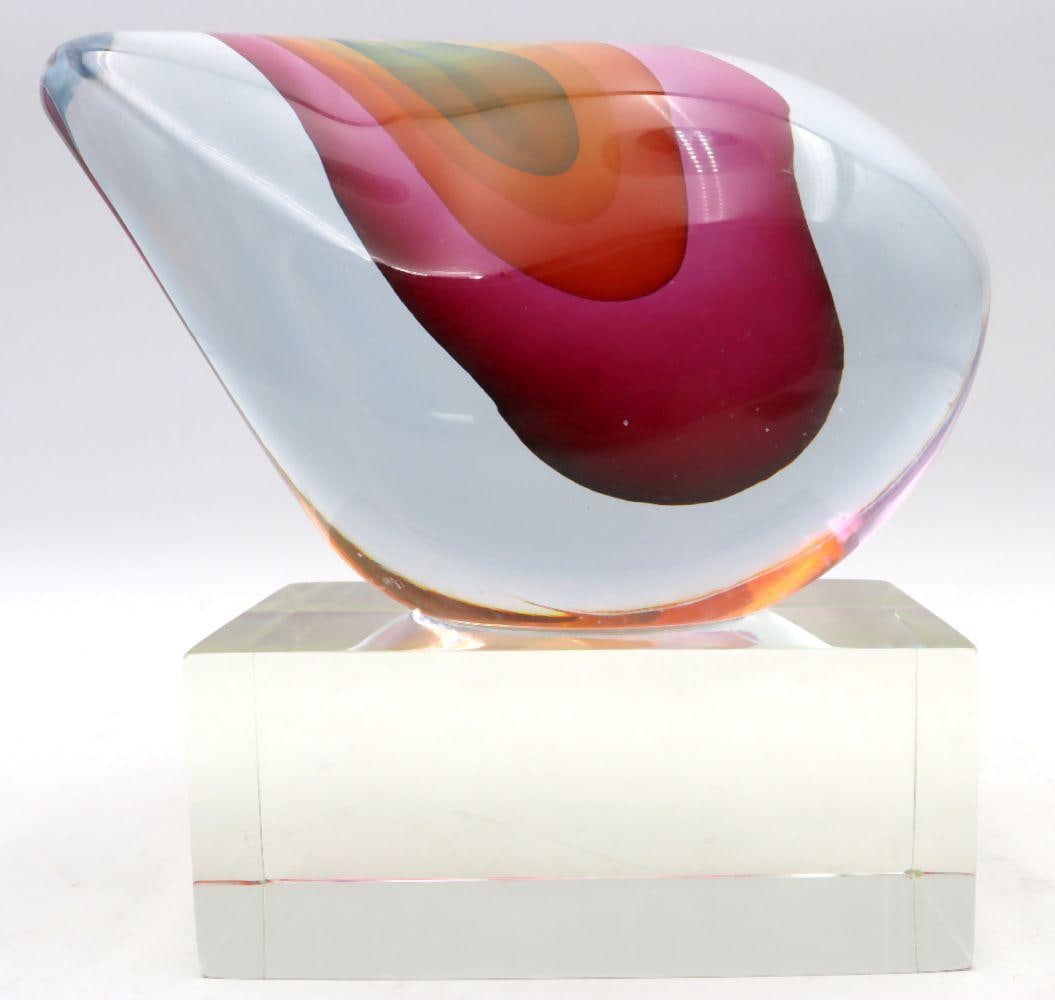 Harvey Littleton (American, 1922-2013) "Red Topographical Form" Glass Sculpture (1 of 9)