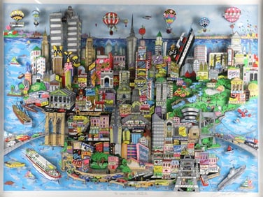 Charles Fazzino "The World Loves N.Y.C." 3-D Serigraph