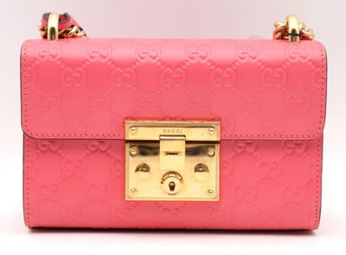 Gucci GG Pink Leather Padlock Crossbody Bag