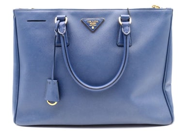Prada Saffiano Blue Leather Tote Bag