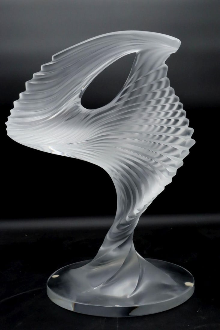Lalique "Trophy" Crystal Sculpture: Lalique (French) Trophée (Trophy) Crystal Sculpture Late 20th Century Frosted and Polished Crystal Approx. 13 in. high × 9 in. wide Description This sculpture is the iconic “Troph