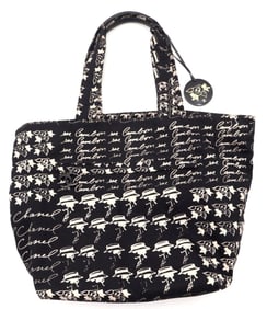 Chanel "Camellia" Canvas Drawstring Tote Bag